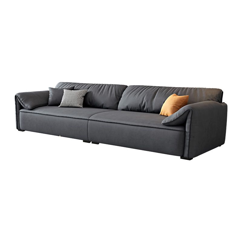 Rectangular Sofa with Pillow Back, Sponge Seat, Padded Pine Chair Legs Gray Frosted Cloth Clearhalo 'furn' 'furn_sofas' 'Furniture' 'furniture_sofas' 'kitchen' 'kitchen_sofas' 'Living Room Furniture' 'Sofa' 'sofas' 1200x1200_25c4c645-9eca-4492-84c5-5adacf8a16c0