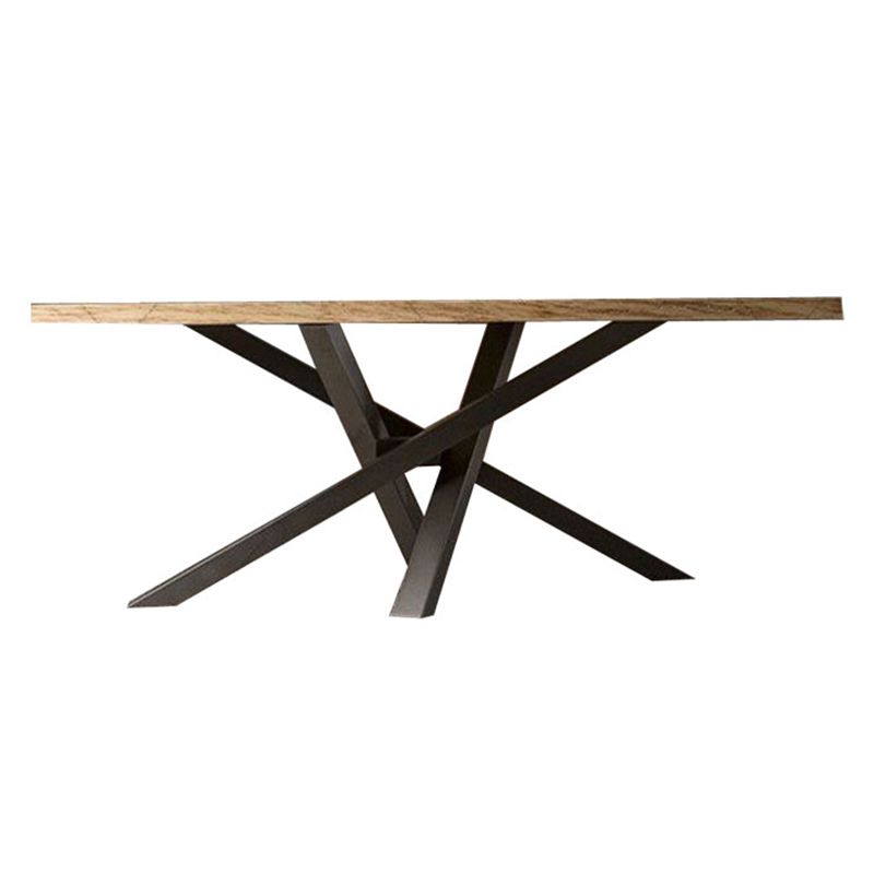 Pine Solid Wood Dining Table Single Pedestal Metallic Base Rectangle Table for Home Clearhalo ' dining_table' 'Dining Tables & Seating' 'Dining Tables' 'furn' 'furn_dining_table' 'Furniture' 'furniture_dining_table' 'Kitchen & Dining Furniture' 'kitchen&dining_furn' 'kitchen' 'kitchen_dining_table' 1200x1200_25c4ee3c-ce2b-441d-b341-04518069333a