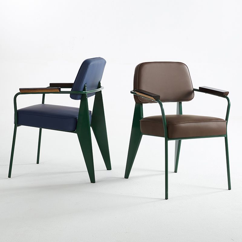 Open Back Dining Arm Chair Industrial Upholstered Armchairs with Metal Legs Clearhalo ' kitchen&dining_furn' 'Dining Chairs' 'Dining Tables & Seating' 'dining_chair' 'Furniture' 'furniture_dining_chair' 'Kitchen & Dining Furniture' 'kitchen' 1200x1200_25c669aa-0204-45a6-8a3a-958e280a911d