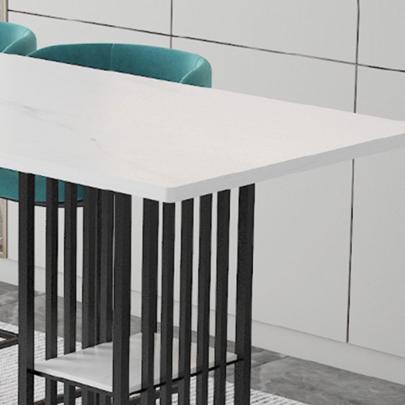 Stone Bar Dining Table Modern Rectangle Bar Table with Double Pedestal for Kitchen Clearhalo 'Bar Furniture' 'Bar Tables' 'bar_tables' 'furn' 'furn_bar_tables' 'Furniture' 'furniture_bar_tables' 'Kitchen & Dining Furniture' 1200x1200_25c728e9-cd6a-4d3c-8052-256e44035e50