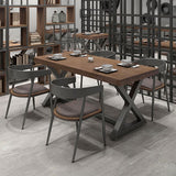 Tavolo da pranzo marrone scuro in legno set 1/4/5 pezzi Dinette industriale per casa