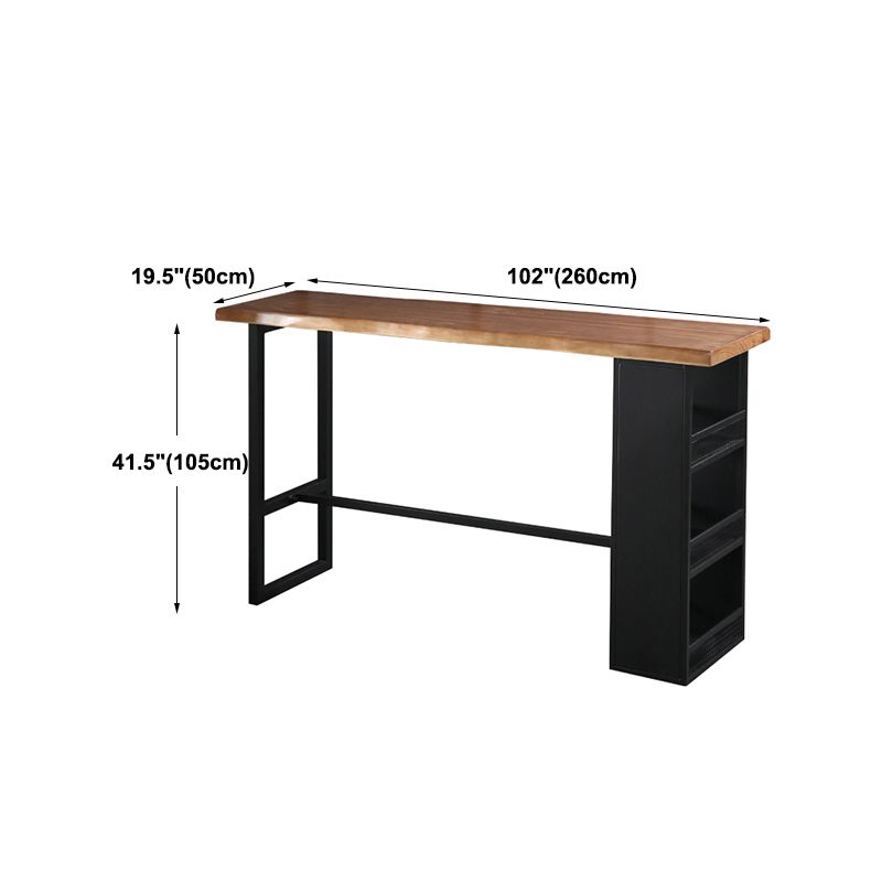 Modern Black Iron Bar Dining Table Rectangle Wood Indoor Bistro Table with Footrest Clearhalo 'Bar Furniture' 'Bar Tables' 'bar_tables' 'furn' 'furn_bar_tables' 'Furniture' 'furniture_bar_tables' 'Kitchen & Dining Furniture' 1200x1200_25c7a71e-6258-4a94-bc05-2726316ed485
