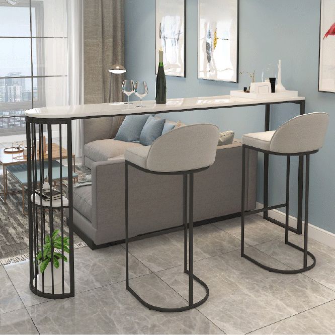 Stone Bar Dining Table Modern Bar Table with Double Pedestal for Balcony Living Room Clearhalo 'Bar Furniture' 'Bar Tables' 'bar_tables' 'furn' 'furn_bar_tables' 'Furniture' 'Kitchen & Dining Furniture' 1200x1200_25c87698-590d-4d9f-84ba-cda3446fb52d