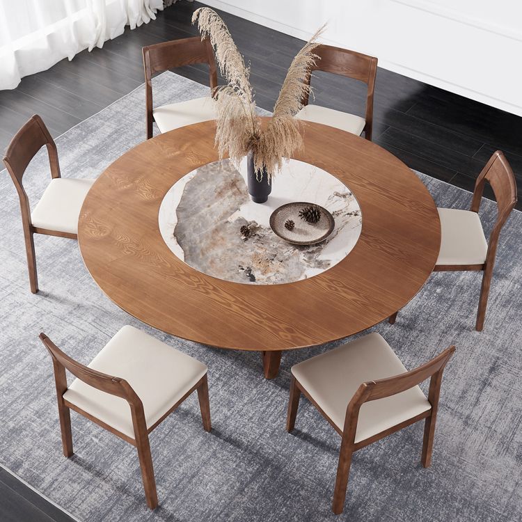 Contemporary Turntable Round Dining Table Ash Wood Sled Base Dining Table Clearhalo 'Dining Tables & Seating' 'Dining Tables' 'dining_table' 'furn' 'furn_dining_table' 'Furniture' 'Kitchen & Dining Furniture' 1200x1200_25c90f6b-e6da-432f-9c5d-f7013e7389f9