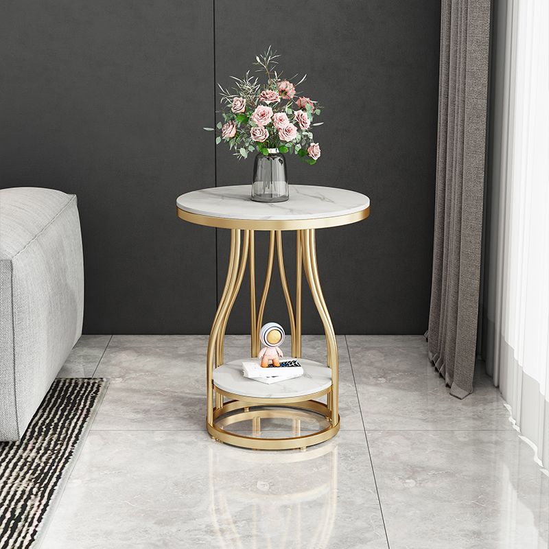 2-Tier Modern Metal Round Side Table 19.7-inch End Table with Shelf Clearhalo 'Coffee & Accent Tables' 'End & Side Tables' 'end_side_tables' 'furn' 'furn_end_side_tables' 'Furniture' 'Living Room Furniture' 1200x1200_25cbb901-55de-4491-ba83-640c7f39e430