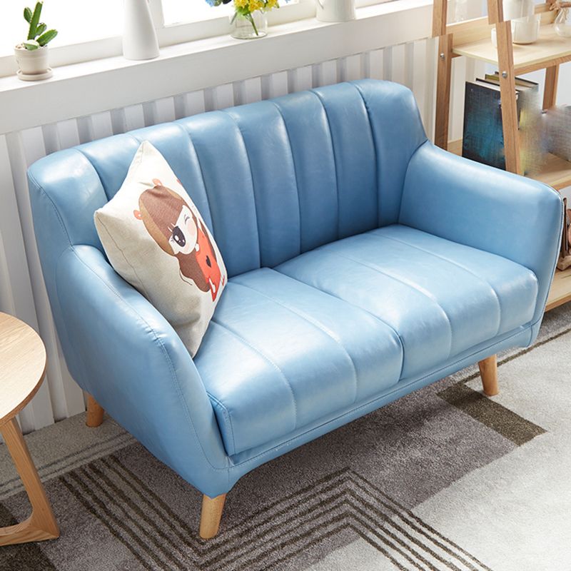 Modern Stain-Resistant Leather Sofa Square Arm Settee with Tight Back Clearhalo 'furn' 'furn_sofas' 'Furniture' 'furniture_sofas' 'kitchen' 'kitchen_sofas' 'Living Room Furniture' 'Sofa' 'sofas' 1200x1200_25cbc1ee-4dd7-4487-a5c6-b39871492a03