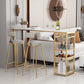 Glam White Marble Bar Table with Rectangle Table Top Gold Sled Table - 42" H Clearhalo 'Bar Furniture' 'Bar Tables' 'bar_tables' 'furn' 'furn_bar_tables' 'Furniture' 'furniture_bar_tables' 'Kitchen & Dining Furniture' 1200x1200_25cc75fd-a1f8-41f1-bdbe-cee192b924e9
