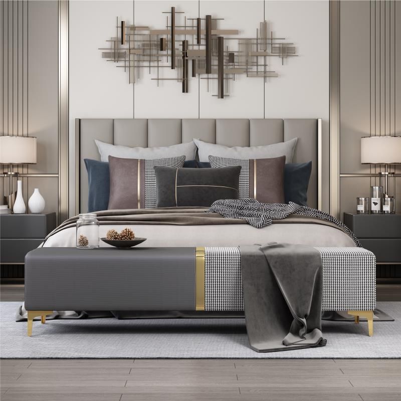 Panca patchwork glam imbottita in pelle finta panca per camera da letto