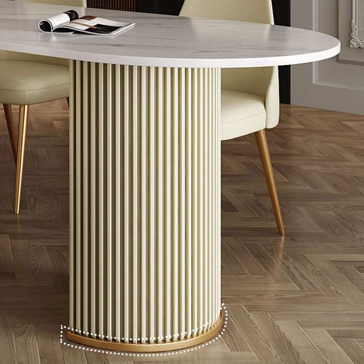 Metal Traditional Luxury Dining Table Free Form Sintered Stone Table with Double Pedestal Clearhalo 'Dining Tables & Seating' 'Dining Tables' 'dining_table' 'furn' 'furn_dining_table' 'Furniture' 'furniture_dining_table' 'Kitchen & Dining Furniture' 'kitchen' 'kitchen_dining_table' 1200x1200_25ccff81-aef8-42f2-9418-9661bc6649a8