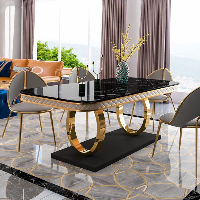 Luxury Sintered Stone Dining Table Rectangle Table with Gold Metal Pedestal Clearhalo ' dining_table' 'Dining Tables & Seating' 'Dining Tables' 'furn' 'furn_dining_table' 'Furniture' 'furniture_dining_table' 'Kitchen & Dining Furniture' 'kitchen&dining_furn' 'kitchen' 'kitchen_dining_table' 1200x1200_25d03498-c0c0-44a6-a05f-5d5567c39bf8