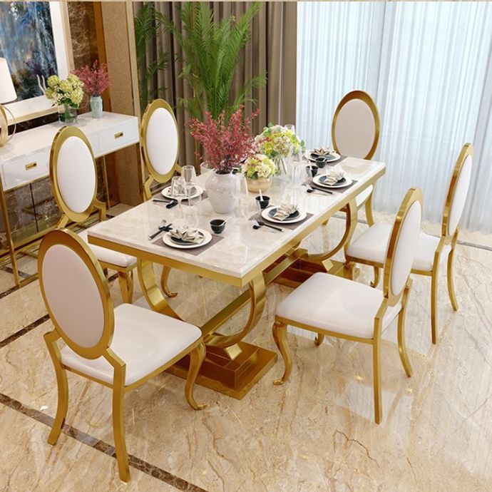 Traditional Luxury Marble Dining Table Rectangle Table with Metal Base in Gold Clearhalo ' dining_table' 'Dining Tables & Seating' 'Dining Tables' 'furn' 'furn_dining_table' 'Furniture' 'furniture_dining_table' 'Kitchen & Dining Furniture' 'kitchen&dining_furn' 'kitchen' 'kitchen_dining_table' 1200x1200_25d0770e-fa53-4f90-b90c-02d259a4728b