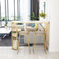 Glam White Faux Marble Pub Bar Table Gold Iron Double Pedestal Bar Dining Table with Shelf Clearhalo 'Bar Furniture' 'Bar Tables' 'bar_tables' 'furn' 'furn_bar_tables' 'Furniture' 'furniture_bar_tables' 'Kitchen & Dining Furniture' 1200x1200_25d0d465-7e80-4c13-a38e-2ed60e58fc55