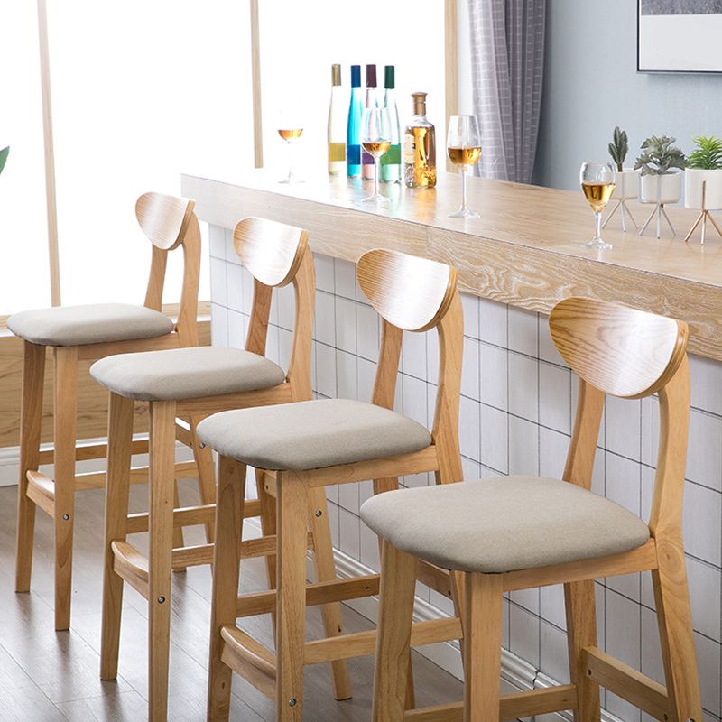 Modern Dessert Shop Oak Wood Stool Matte Finish Upholstered Bar Stools Clearhalo 'Bar Furniture' 'Bar Stools' 'bar_stools' 'furn' 'furn_bar_stools' 'Furniture' 'furniture_bar_stools' 'Kitchen & Dining Furniture' 1200x1200_25d1142d-2e06-434b-ab17-c4b1d2ec394f