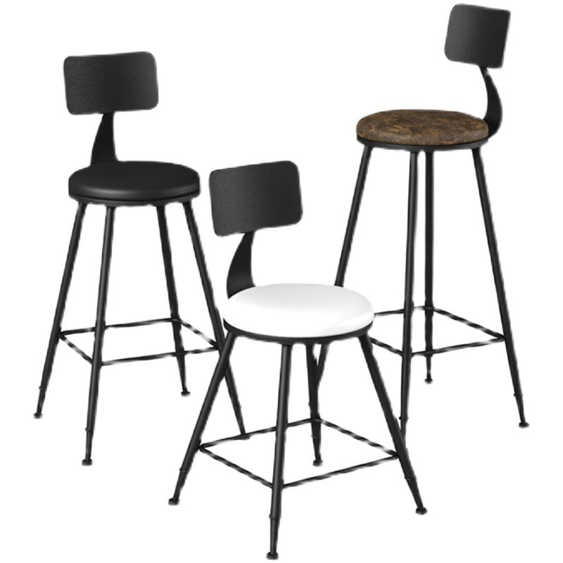 Industrial Armless Backrest Counter Stool Iron Bar Stool with Leather Cushion Clearhalo 'Bar Furniture' 'Bar Stools' 'bar_stools' 'furn' 'furn_bar_stools' 'furniture_bar_stools' 'Kitchen & Dining Furniture' 'kitchen&dining_furn' 'kitchen' 'kitchen_furn' Furniture' 1200x1200_25d15a96-5461-435c-ae49-cb6c412db9ec