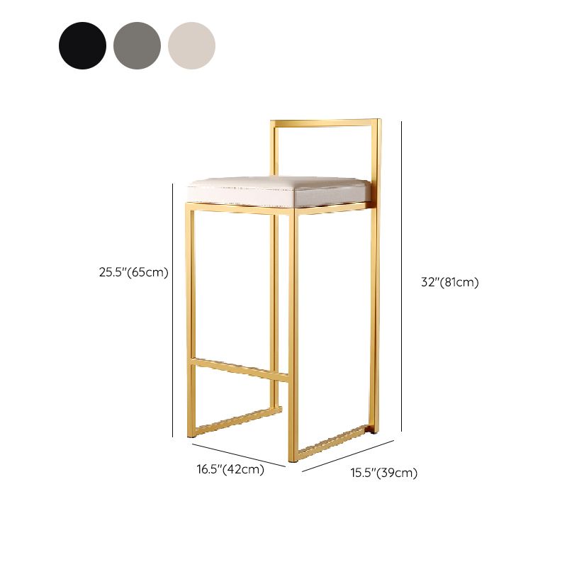 Luxurious Backrest Armless Counter Stool Upholstered Bar Stool with Metal Base Clearhalo 'Bar Furniture' 'Bar Stools' 'bar_stools' 'furn' 'furn_bar_stools' 'Furniture' 'Kitchen & Dining Furniture' 1200x1200_25d1b01c-01d5-4fa6-9d5b-fb6a54cf47da