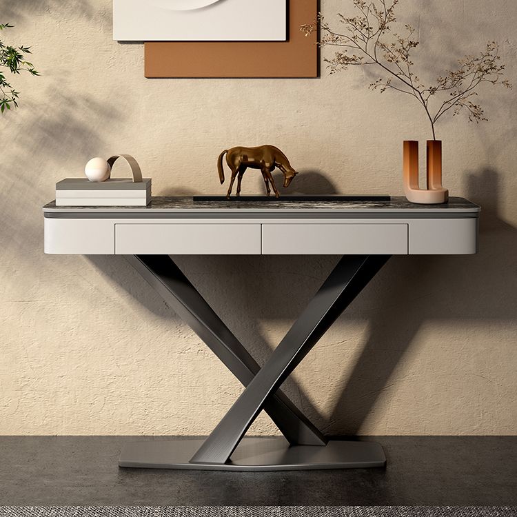 Glam Rectangle Accent Table Stone Sofa Console Table for Hall Clearhalo 'Console Tables' 'console_tables' 'Entry & Mudroom Furniture' 'furn' 'furn_console_tables' 'Furniture' 1200x1200_25d1b738-6873-4cec-a179-c11f6254b44e