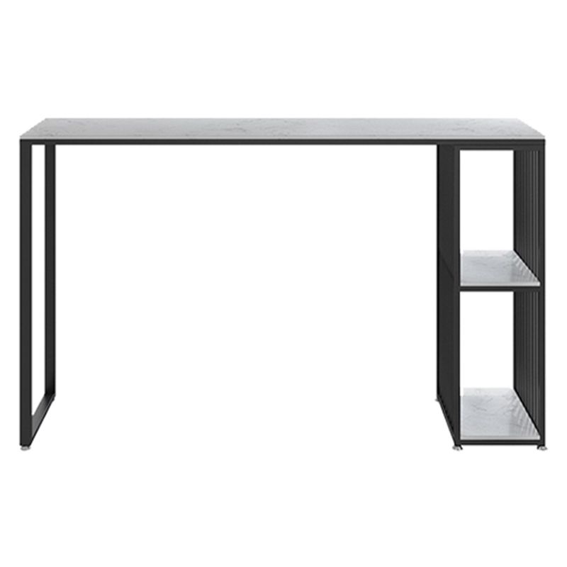 Mesa de bar rectangular de estilo industrial, mesa de comedor con barra de pedestal doble de mármol sintético