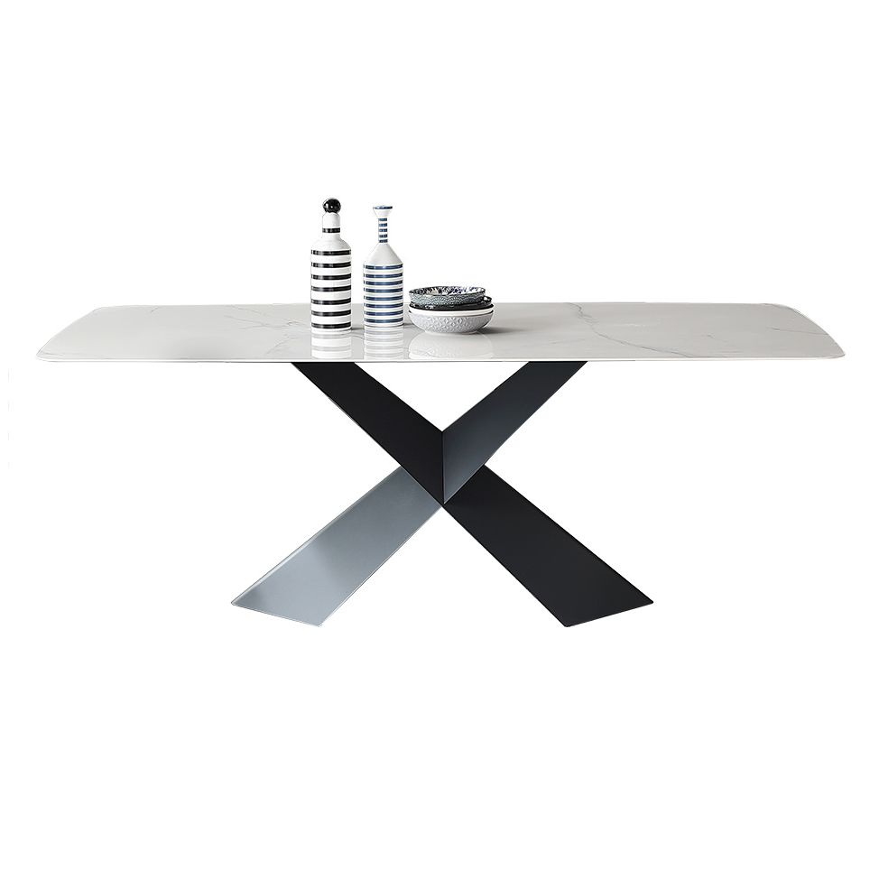 Industrial Sintered Stone Dining Table Single Pedestal Base Rectangle Table for Home Clearhalo ' dining_table' 'Dining Tables & Seating' 'Dining Tables' 'furn' 'furn_dining_table' 'Furniture' 'furniture_dining_table' 'Kitchen & Dining Furniture' 'kitchen&dining_furn' 'kitchen' 'kitchen_dining_table' 1200x1200_25d5290a-9f18-4bb6-89a3-7f87d2b2dbc7