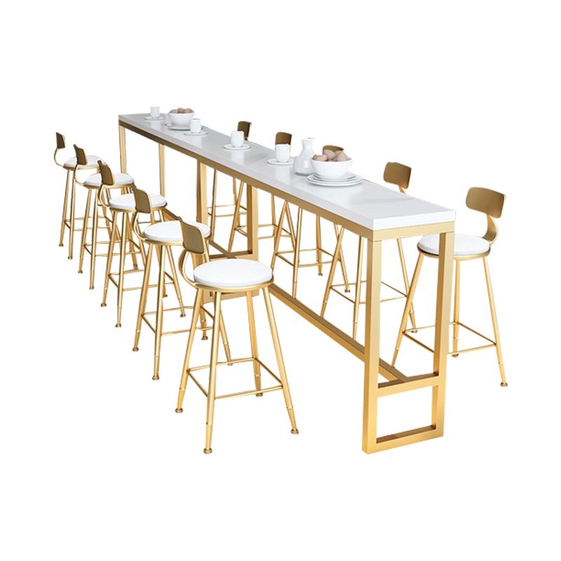 Glam White Marble Counter Table with Rectangle Table Top Gold Trestle Table, Only Table Clearhalo 'Bar Furniture' 'Bar Tables' 'bar_tables' 'furn' 'furn_bar_tables' 'Furniture' 'furniture_bar_tables' 'Kitchen & Dining Furniture' 1200x1200_25d6162b-1b82-4404-9c1e-e8ae3dd229b7