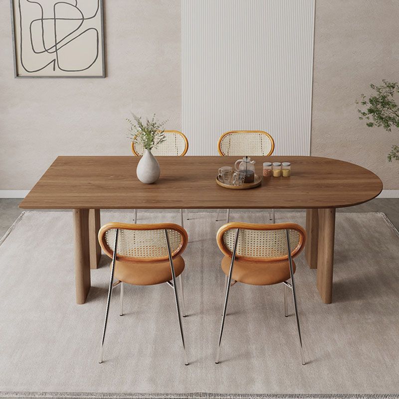 Table à manger de style moderne Table de dîner à 4 pieds en bois massif pour salle à manger