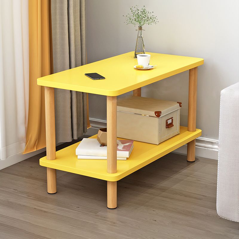 Contemporary Wooden Living Room Side Table 2-Tier with Storage
