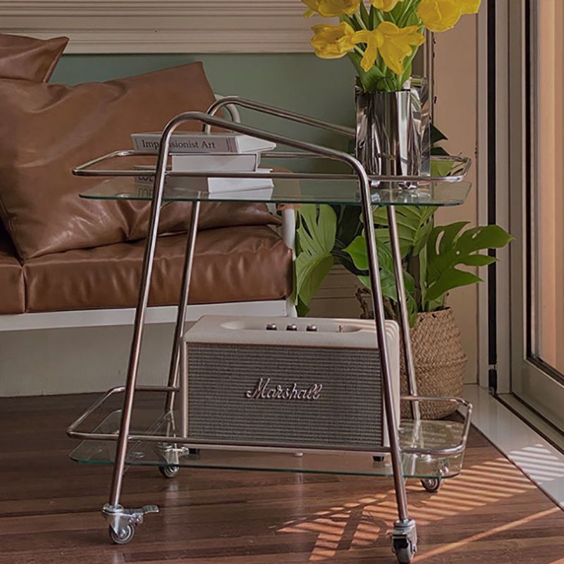 Vidrio modernista con mesa rectangular de la sala de estar de doble nivel rectangular