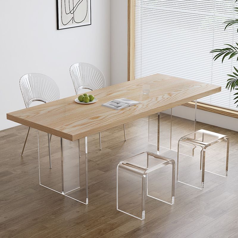 Modern Dining Room Set 1/2/5 Pcs Solid Wood Top Table with Acrylic Chairs Clearhalo 'Dining Room Sets' 'Dining Tables & Seating' 'dining_room_set' 'furn' 'furn_dining_room_set' 'Furniture' 'Kitchen & Dining Furniture' 1200x1200_25dacc53-0cb6-44d5-a2fe-f037bf93616b