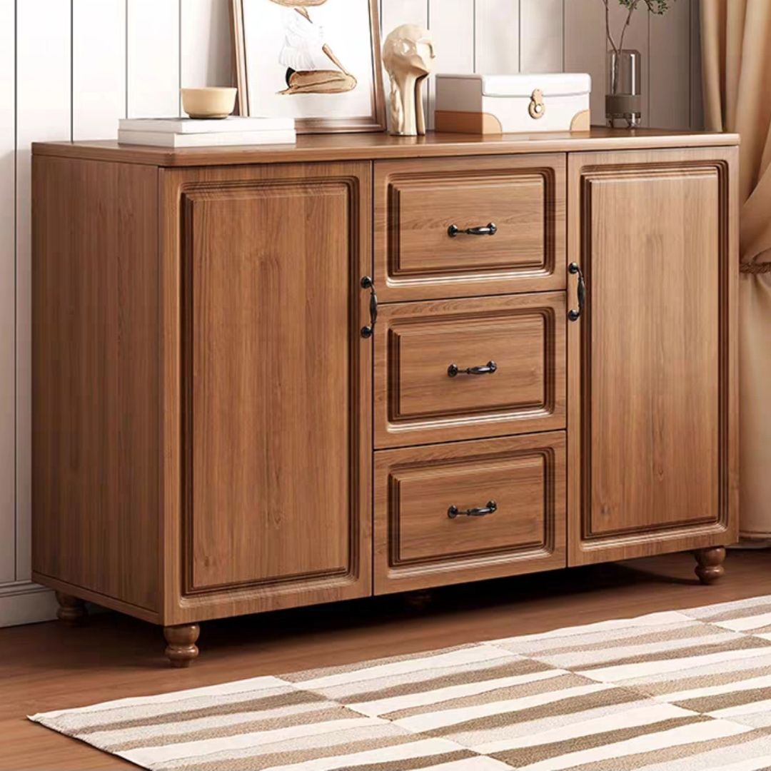 Mid-Century Modern Rectangle Accent Cabinet with Bun Feet and Drawers