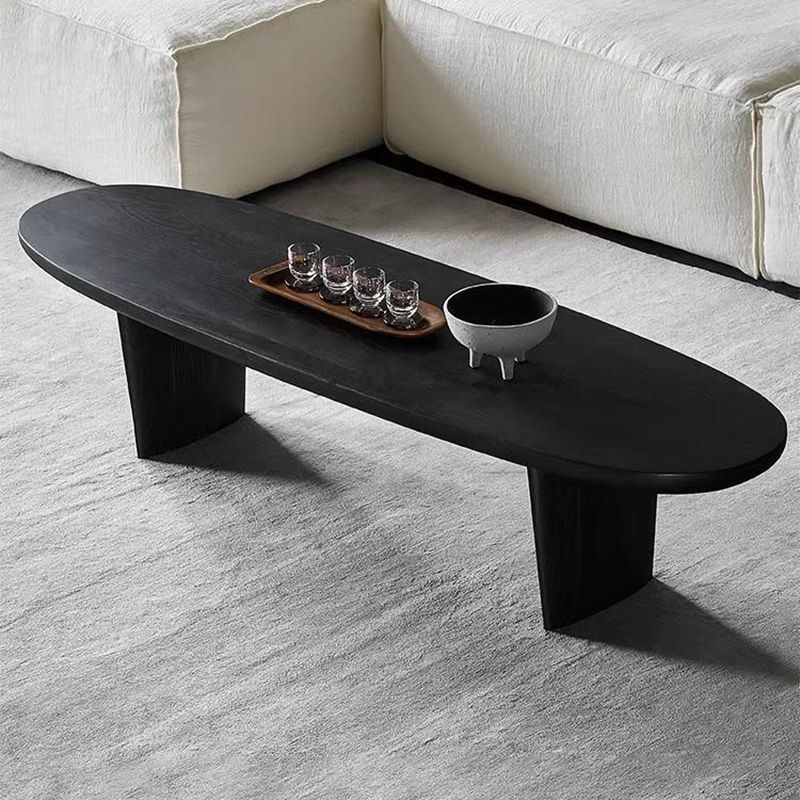 Scandinavian Oval Wood Coffee Table 15.75"H 2 Legs Cocktail Table Clearhalo 'Coffee & Accent Tables' 'Coffee Tables' 'coffee_tables' 'furn' 'furn_coffee_tables' 'Furniture' 'Living Room Furniture' 1200x1200_25de6eab-a9cf-48f6-abf1-4d85452060cc