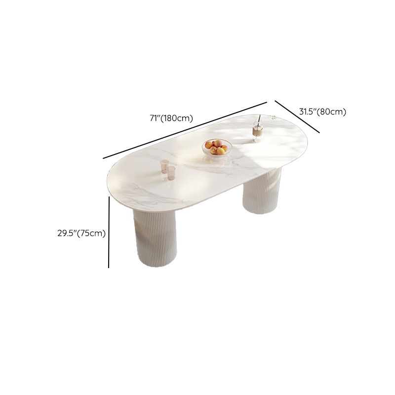 Modern Sintered Stone Dining Table Contemporary White Table with Metal Base Clearhalo 'Dining Tables & Seating' 'Dining Tables' 'dining_table' 'furn' 'furn_dining_table' 'Furniture' 'Kitchen & Dining Furniture' 1200x1200_25dfea61-341e-4d2c-a80f-868e1767ac59