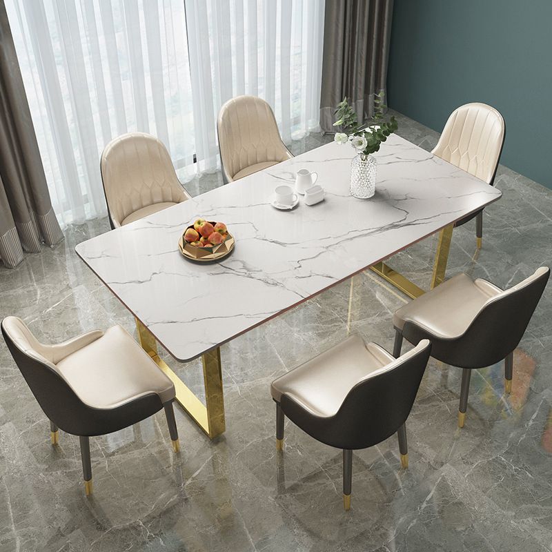 Marble Top Dining Table Modern Rectangle Dining Table with Sled Base Clearhalo 'Dining Tables & Seating' 'Dining Tables' 'dining_table' 'furn' 'furn_dining_table' 'Furniture' 'furniture_dining_table' 'Kitchen & Dining Furniture' 'kitchen' 'kitchen_dining_table' 1200x1200_25e13e24-124a-4a99-ba8a-fe40e4b4a7ee