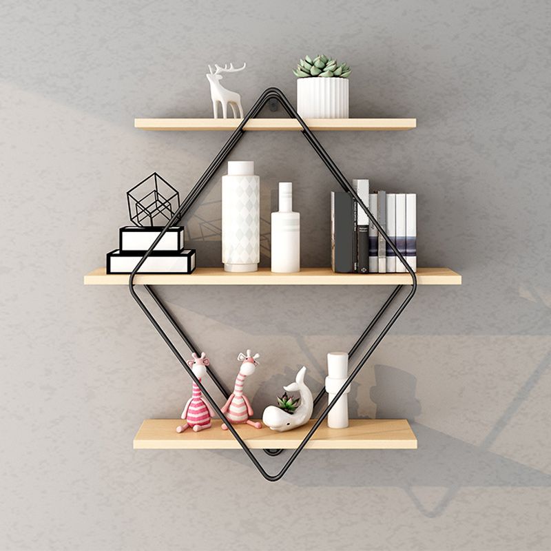Industrial Wall Mounted Bookshelf Black Iron Frame Pine Shelf Bookshelf for Living Room Clearhalo 'Bookcases' 'furn' 'furn_bookcases' 'Furniture' 'furniture_bookcases' 'kitchen' 'kitchen_bookcases' 'Living Room Furniture' 'Office Furniture' 1200x1200_25e234ec-d8c4-4ce5-a346-39b4fcc773e6