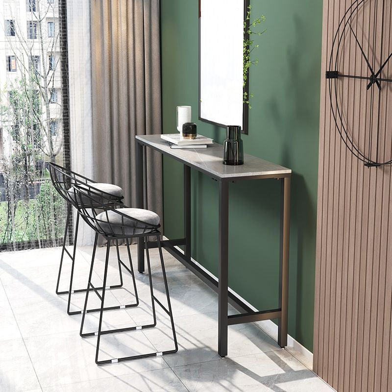 Marble Pub Table with Rectangle Table Top Double Pedestal Table - 41.3" H Clearhalo 'Bar Furniture' 'Bar Tables' 'bar_tables' 'furn' 'furn_bar_tables' 'Furniture' 'furniture_bar_tables' 'Kitchen & Dining Furniture' 1200x1200_25e2cdac-4808-45b7-bd21-a1e037d5e9a5