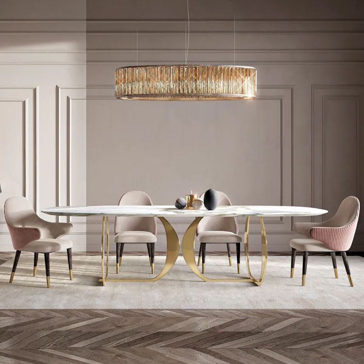 Nordic Glam Style Rectangle Sintered Stone Table Set 1/4/5/7 Pieces Dining Set Clearhalo 'Dining Room Sets' 'Dining Tables & Seating' 'dining_room_set' 'furn' 'furn_dining_room_set' 'Furniture' 'Kitchen & Dining Furniture' 1200x1200_25e3353c-7f26-48bd-93ba-f55322cbbe6c