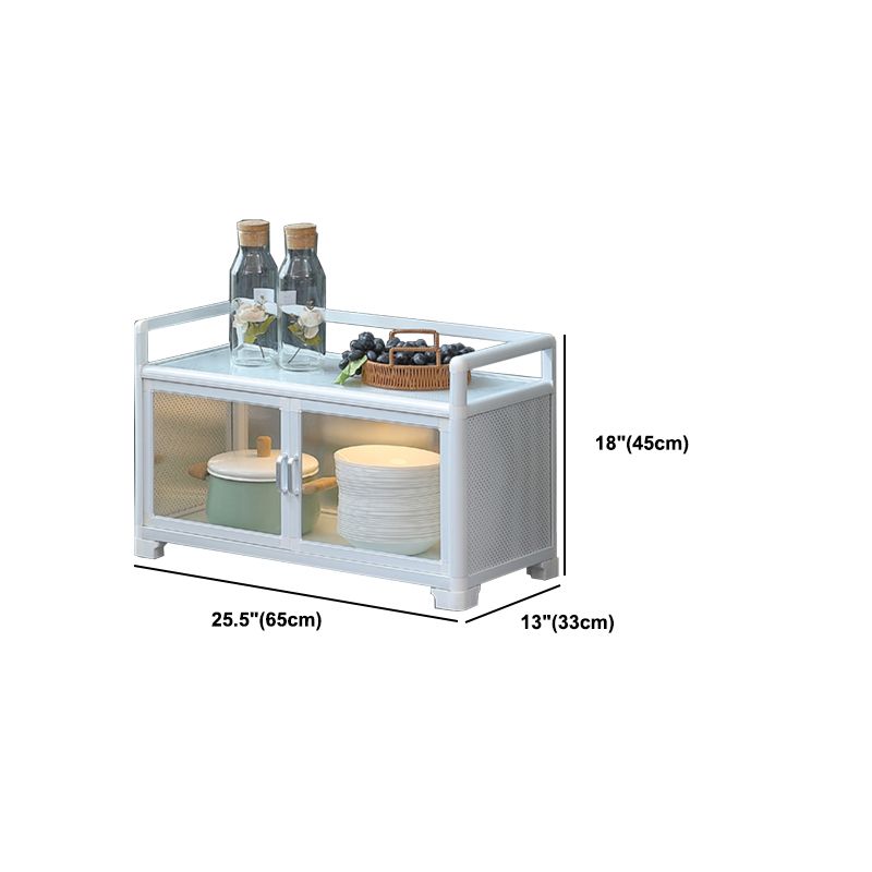 White Metal Sideboard with Glass Doors Modern Indoor Dining Server with Cabinets Clearhalo 'buffet_sideboard' 'Buffets & Sideboards' 'furn' 'furn_buffet_sideboard' 'Furniture' 'Kitchen & Dining Furniture' 1200x1200_25e379c5-104a-4188-9efb-32ccc6c6958e