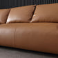 Orange Faux Ledersofa moderne Kissen -Oberarm -Sofa mit Kissen