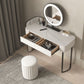 Modern Simple 2-Drawer Vanity Table Stone Top Dressing Table in White with Stool
