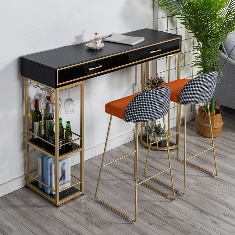 Marble Bar Table with Rectangle Table Top Double Pedestal Table - 41.3" H Clearhalo 'Bar Furniture' 'Bar Tables' 'bar_tables' 'furn' 'furn_bar_tables' 'Furniture' 'furniture_bar_tables' 'Kitchen & Dining Furniture' 1200x1200_25e6dd42-4469-4b49-88d6-995927aad68c