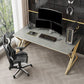 Contemporary Computer Desk Rectangular Gold Secretary Desk with Metal Legs Clearhalo 'furn' 'furn_office_desk' 'Furniture' 'Office Desks' 'Office Furniture' 'office_desk' 1200x1200_25e8380a-18ba-412d-844f-dfbd3f4b05bb