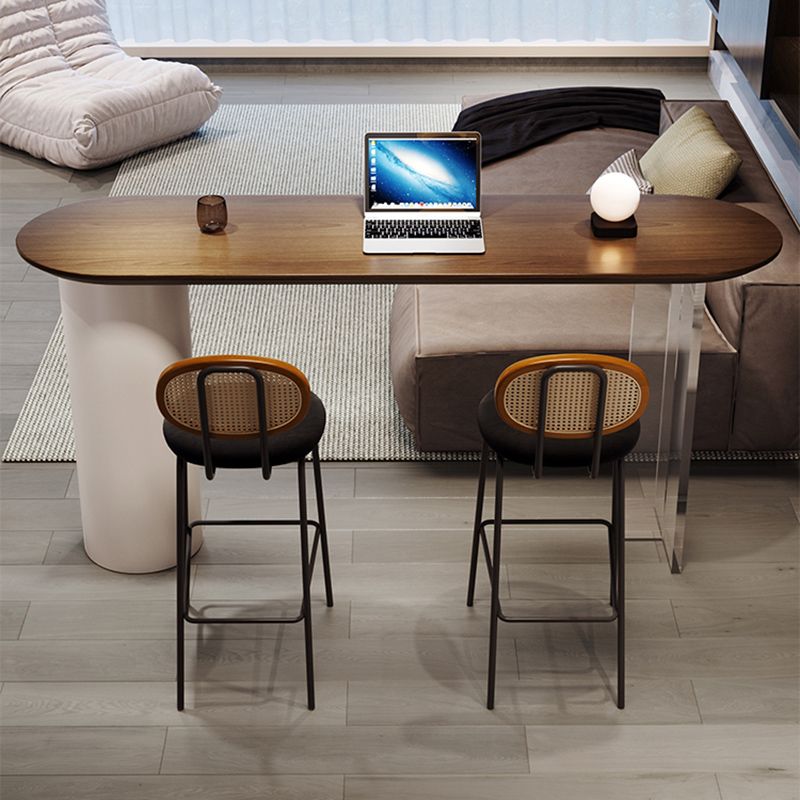 Contemporary Double Pedestal Bar Dining Table Solid Wood Dining Table Clearhalo 'Bar Furniture' 'Bar Tables' 'bar_tables' 'furn' 'furn_bar_tables' 'Furniture' 'Kitchen & Dining Furniture' 1200x1200_25e83aba-eee8-4632-a649-f18bc697f18e