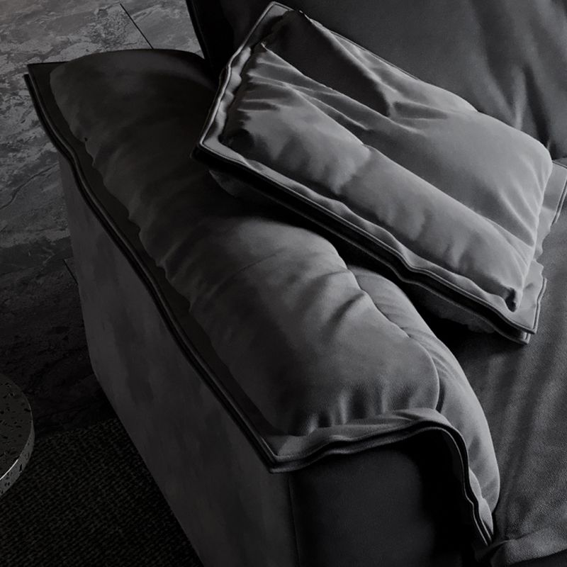 Stain-Resistant Dark Gray Contemporary Square Arm Solid Wood Sofa