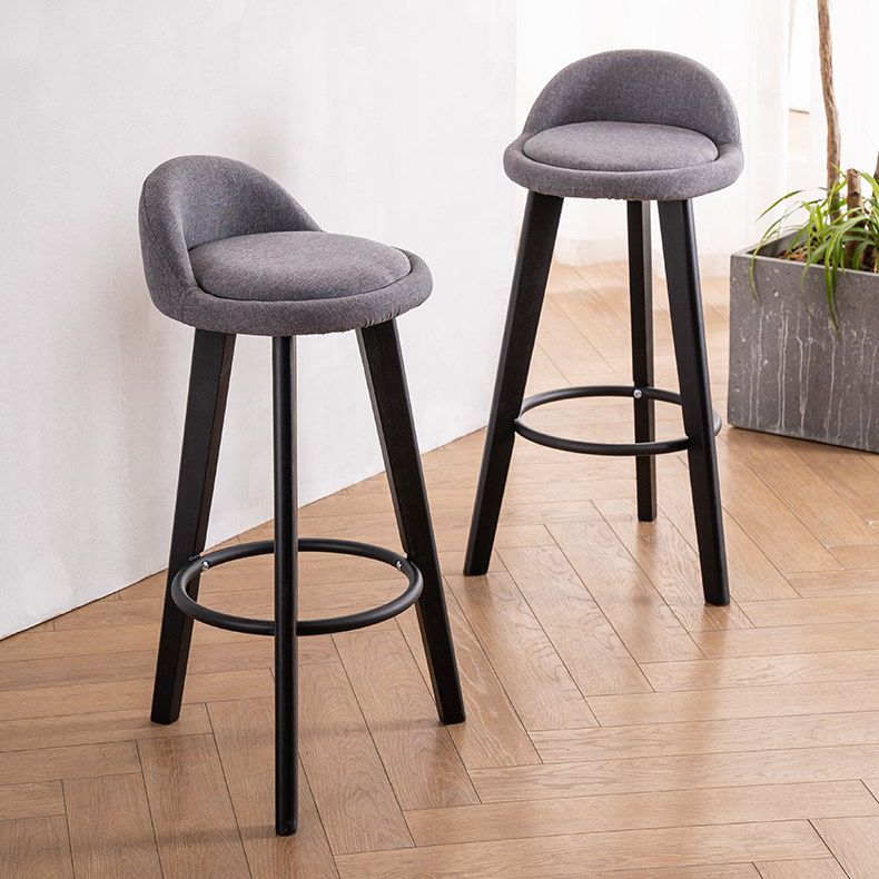 Modern Armless Backrest Counter Stool Rubber Wood kitchen Bar Stool with Cushion and Pedal Clearhalo 'Bar Furniture' 'Bar Stools' 'bar_stools' 'furn' 'furn_bar_stools' 'Furniture' 'furniture_bar_stools' 'Kitchen & Dining Furniture' 1200x1200_25ea9758-bd93-45b6-8873-dfd66a3b8363