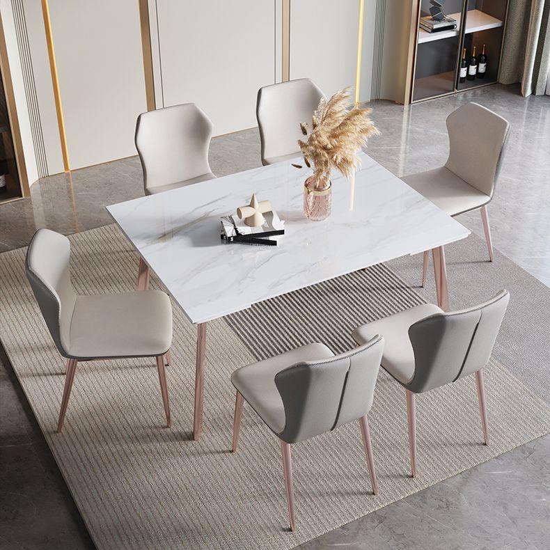 Glam 1/4/5/7 Pieces Dining Set Sintered Stone Dining Table Set with Leather Chairs Clearhalo 'Dining Room Sets' 'Dining Tables & Seating' 'dining_room_set' 'furn' 'furn_dining_room_set' 'Furniture' 'furniture_dining_room_set' 'Kitchen & Dining Furniture' 'kitchen&dining_furn' 'kitchen' 1200x1200_25eb11cd-5a16-4ba8-ab2c-907281103417