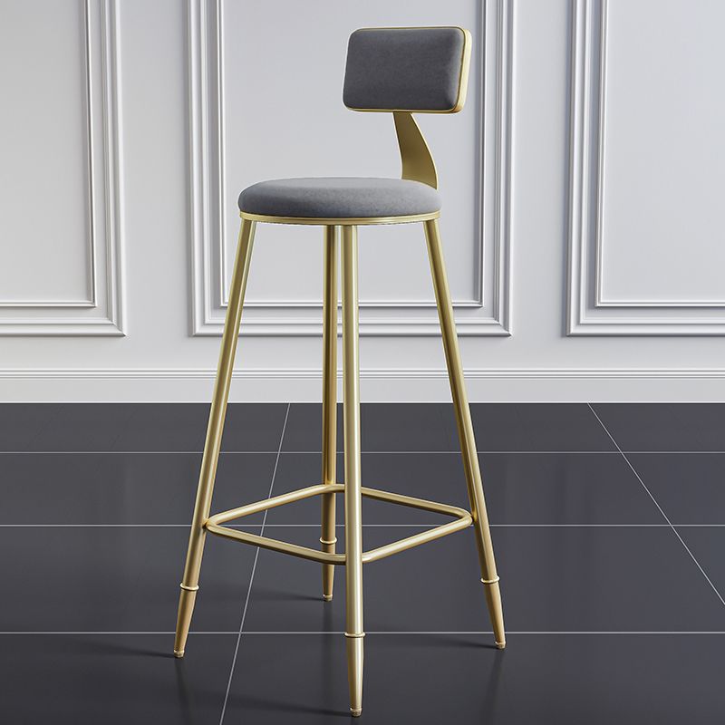 Glam Footrest Counter Stool Fabric Low Back Barstool with 4 Gold Iron Legs Clearhalo 'Bar Furniture' 'Bar Stools' 'bar_stools' 'furn' 'furn_bar_stools' 'Furniture' 'Kitchen & Dining Furniture' 1200x1200_25eb4012-a721-4277-8d3e-ac7684524bbf