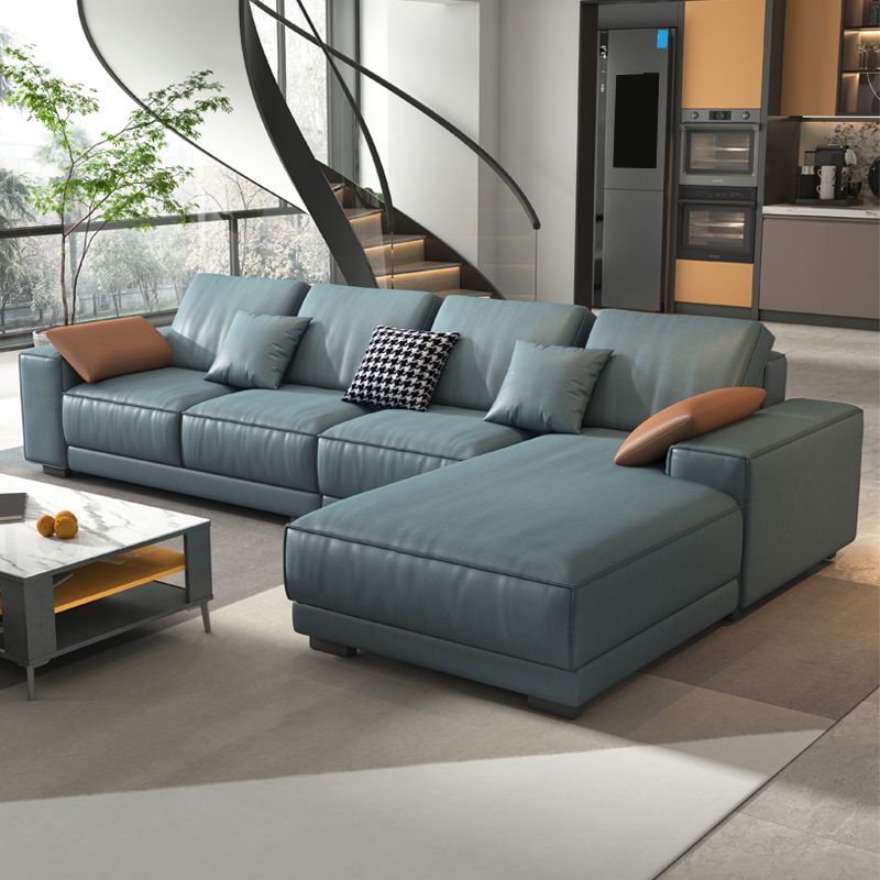 Contemporary Stain-Resistant Faux Leather L-Shape Square Arm Sofa