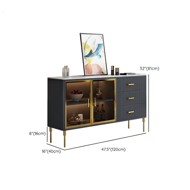 Table à buffet de buffet à manger glamour avec armoires et tiroirs