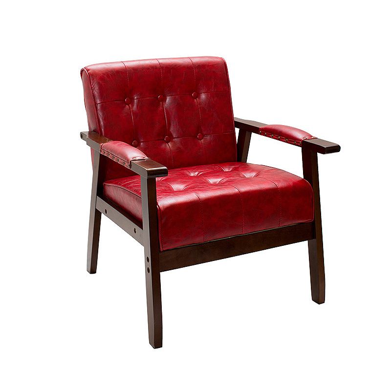 Modern 25.5"W PU Arm Chair with Basic Four Legs and Tufted Back