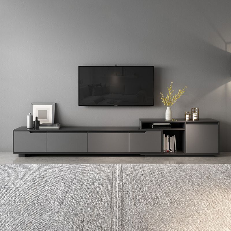 Modern TV Stand with Sliding Storage , TV Console in Grey Fit TVs for up to 71 / 92 Clearhalo 'furn' 'furn_tv_stands_entertainment_centers' 'Furniture' 'Living Room Furniture' 'TV Stands & Entertainment Centers' 'TV Stands & Media Storage Furniture' 'tv_stands_entertainment_centers' 1200x1200_25ed653c-2bb6-4530-874f-12076db588c8