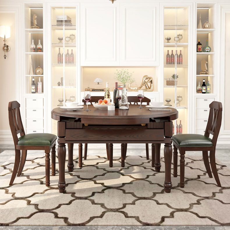 Mid-Century Modern Round Kitchen Dinner Table Solid Wood 4 Legs Dining Table