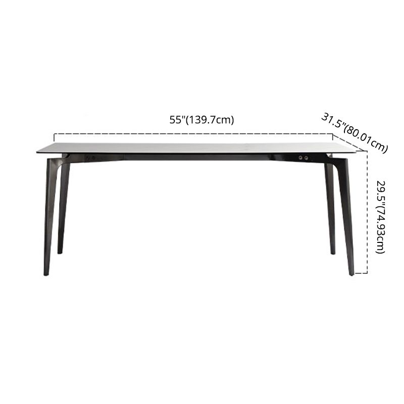 Minimalist Dining Table Set Metal Frame Grey Slate Rectangular Dining Table Set with 4 Legs Base Clearhalo 'Dining Room Sets' 'Dining Tables & Seating' 'dining_room_set' 'furn' 'furn_dining_room_set' 'Furniture' 'furniture_dining_room_set' 'Kitchen & Dining Furniture' 'kitchen&dining_furn' 'kitchen' 1200x1200_25f0ae40-18e1-40d7-8787-19c7d290c939